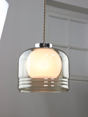 Vintage Italian Chrome and Glass Pendant Lamp-HGJ-1757208