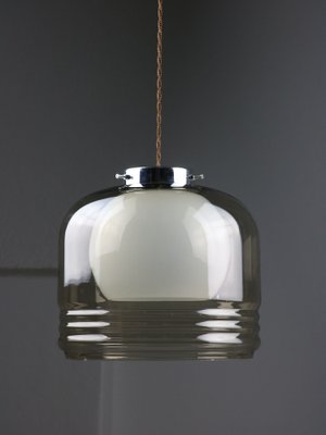 Vintage Italian Chrome and Glass Pendant Lamp-HGJ-1757208