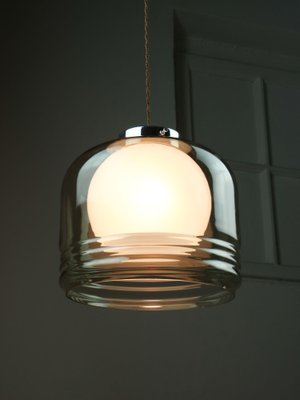 Vintage Italian Chrome and Glass Pendant Lamp-HGJ-1757208