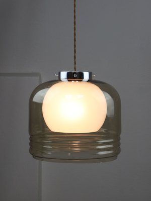 Vintage Italian Chrome and Glass Pendant Lamp-HGJ-1757208