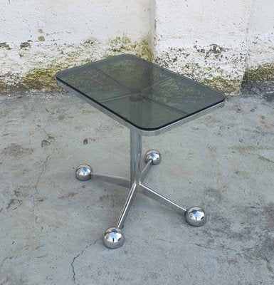 Vintage Italian Chrome and Smoked Glass Coffee Table from Allegri Aredamenti Parma, 1970s-PUG-602744