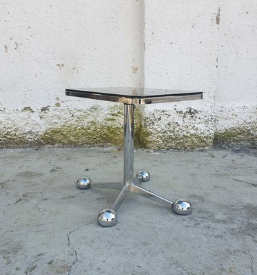 Vintage Italian Chrome and Smoked Glass Coffee Table from Allegri Aredamenti Parma, 1970s-PUG-602744