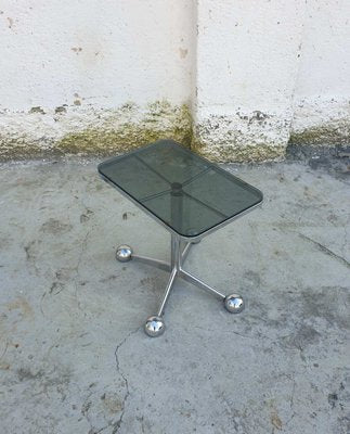 Vintage Italian Chrome and Smoked Glass Coffee Table from Allegri Aredamenti Parma, 1970s-PUG-602744