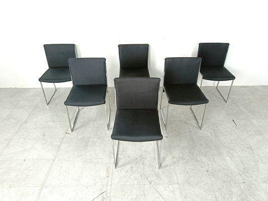 Vintage Italian Chrome Dining Chairs, 1970s, Set of 6-IRH-1807039