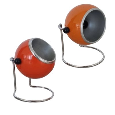 Vintage Italian Chromed Painted Metal Eyeball Table Lamps by Targetti Sankey, Set of 2-TCS-1807958