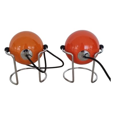 Vintage Italian Chromed Painted Metal Eyeball Table Lamps by Targetti Sankey, Set of 2-TCS-1807958