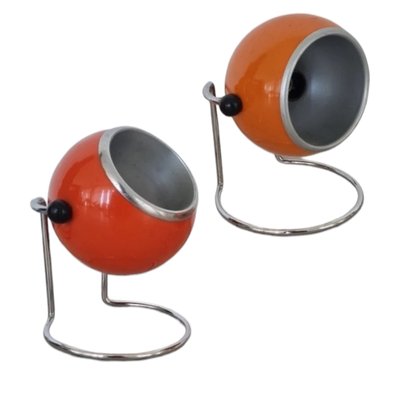 Vintage Italian Chromed Painted Metal Eyeball Table Lamps by Targetti Sankey, Set of 2-TCS-1807958