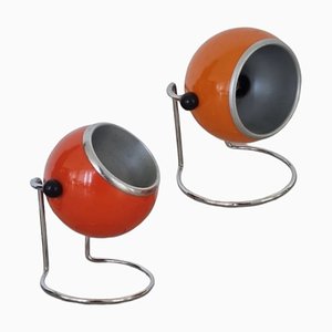 Vintage Italian Chromed Painted Metal Eyeball Table Lamps by Targetti Sankey, Set of 2-TCS-1807958