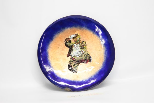 Vintage Italian Cloisonné Dish with Clown, 1970-RAQ-1783002