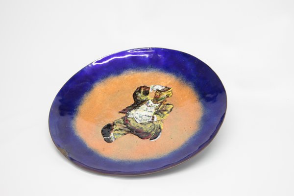 Vintage Italian Cloisonné Dish with Clown, 1970-RAQ-1783002