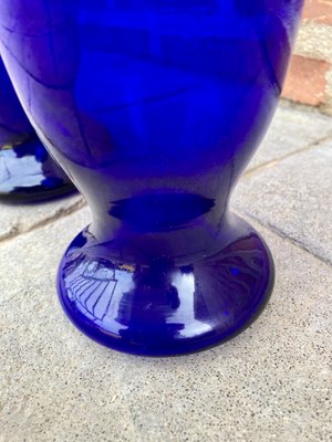 Vintage Italian Cobalt Blue Murano Glass Vases, Set of 2-NOU-928938