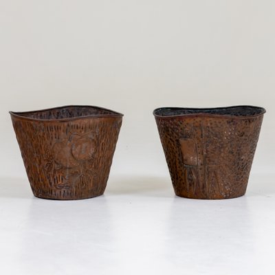 Vintage Italian Copper Plant Pots, Set of 2-VEI-1744275