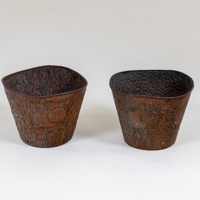 Vintage Italian Copper Plant Pots, Set of 2-VEI-1744275