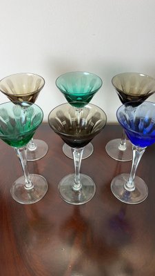 Vintage Italian Crystal Glasses, 1950s, Set of 6-YST-1779463