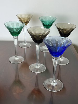 Vintage Italian Crystal Glasses, 1950s, Set of 6-YST-1779463