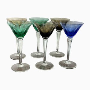 Vintage Italian Crystal Glasses, 1950s, Set of 6-YST-1779463