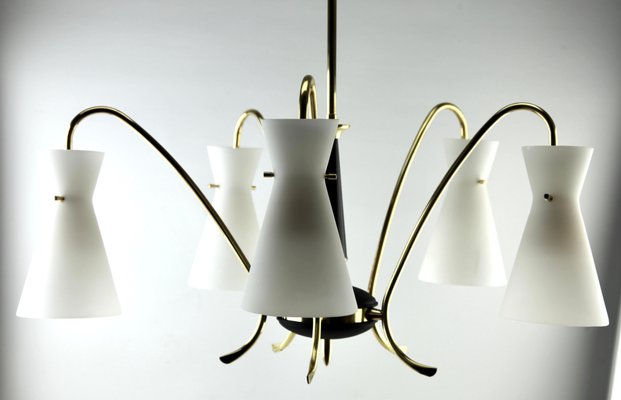 Vintage Italian Diablo Chandelier with 5 Arms in the Style of Stilnovo, 1960s-MJY-1148852