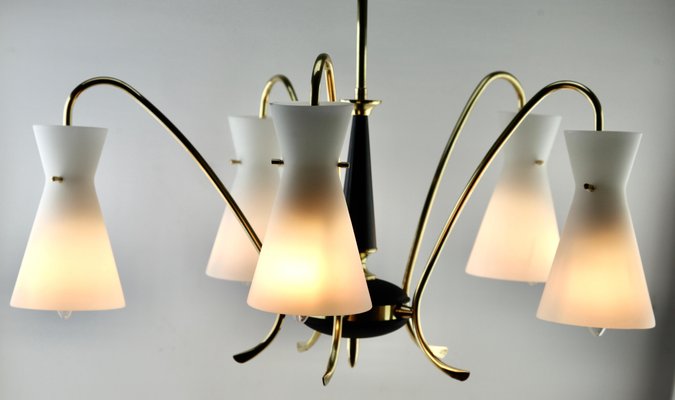 Vintage Italian Diablo Chandelier with 5 Arms in the Style of Stilnovo, 1960s-MJY-1148852