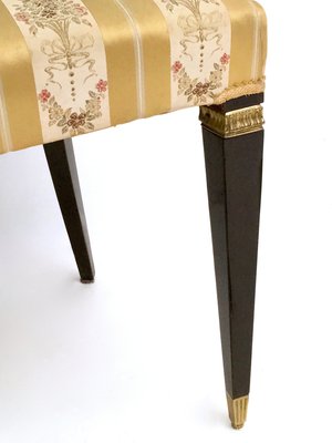 Vintage Italian Dining Chairs in Beech and Brass with Goldenrod Fabric, 1940s, Set of 6-JPQ-2020027