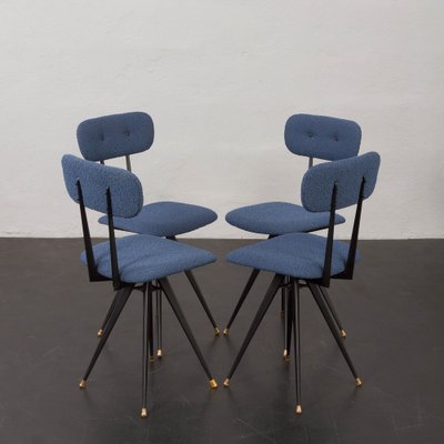 Vintage Italian Dining Chairs in Blue Boucle Fabric, 1960s, Set of 4-UE-1780339