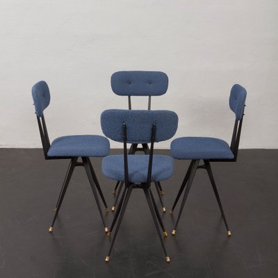 Vintage Italian Dining Chairs in Blue Boucle Fabric, 1960s, Set of 4-UE-1780339