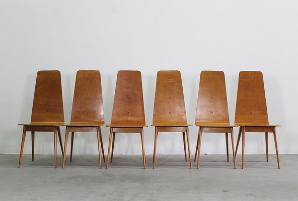 Vintage Italian Dining Chairs in Wood by Sineo Gemignani, 1940s, Set of 6-IVC-1776092