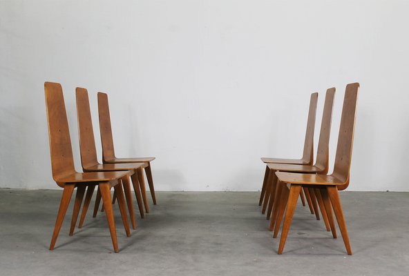 Vintage Italian Dining Chairs in Wood by Sineo Gemignani, 1940s, Set of 6-IVC-1776092