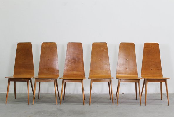 Vintage Italian Dining Chairs in Wood by Sineo Gemignani, 1940s, Set of 6-IVC-1776092