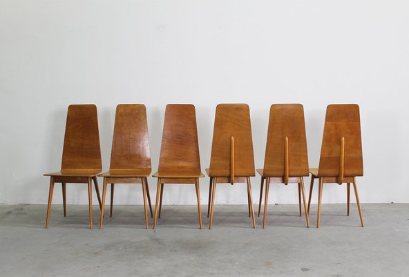 Vintage Italian Dining Chairs in Wood by Sineo Gemignani, 1940s, Set of 6-IVC-1776092