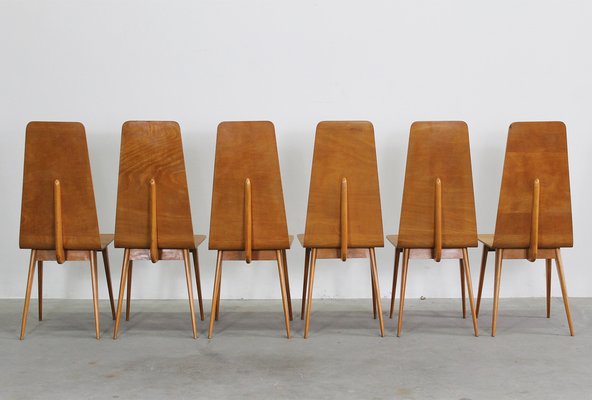 Vintage Italian Dining Chairs in Wood by Sineo Gemignani, 1940s, Set of 6-IVC-1776092