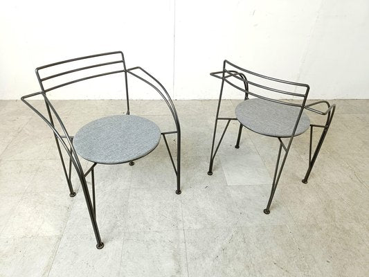 Vintage Italian Dining Chairs with Armrests, 1980s, Set of 6-IRH-1813011