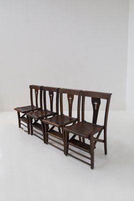 Vintage Italian Ecclesiastical Chairs with Kneeler, 1940s, Set of 4-RCE-1718520