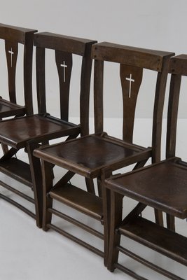 Vintage Italian Ecclesiastical Chairs with Kneeler, 1940s, Set of 4-RCE-1718520