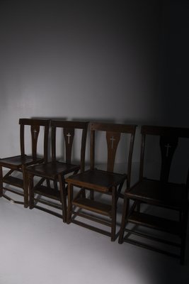 Vintage Italian Ecclesiastical Chairs with Kneeler, 1940s, Set of 4-RCE-1718520