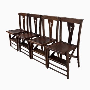 Vintage Italian Ecclesiastical Chairs with Kneeler, 1940s, Set of 4-RCE-1718520