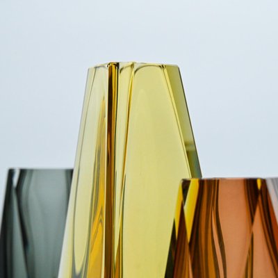 Vintage Italian Faceted Sommerso Glass Vases, 1970, Set of 3-VDW-2016902