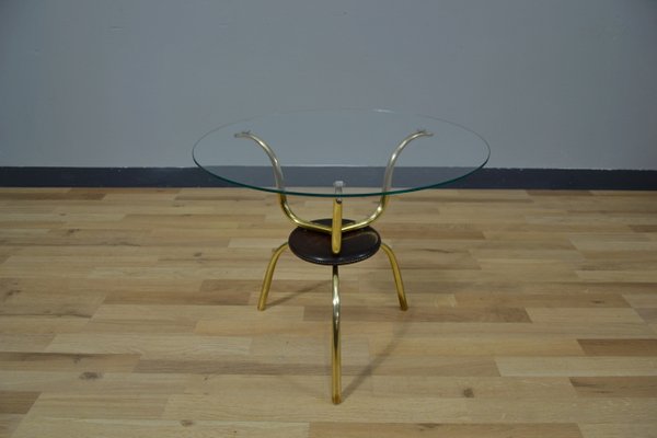 Vintage Italian Glass and Brass Coffee Table, 1950s-QZZ-796083