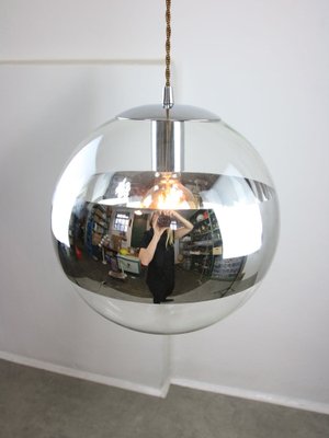 Vintage Italian Glass & Chrome Sphere Ceiling Lamp, 1990s-HGJ-1723258