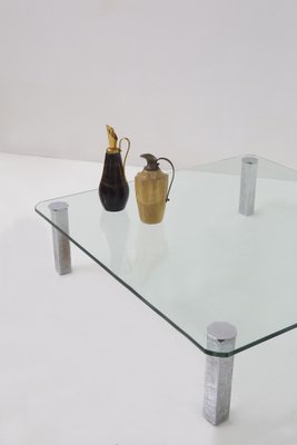 Vintage Italian Glass Coffee Table with Metal Feet, 1970s-RCE-1784443