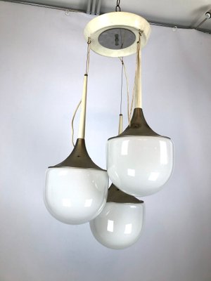 Vintage Italian Glass & Metal Ceiling Lamp from Esperia, 1970s-OT-885117