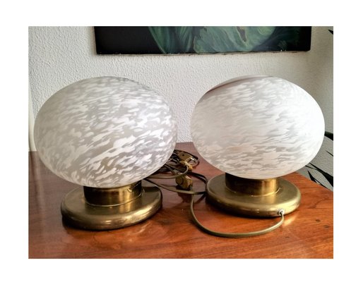 Vintage Italian Globe Bedside Light in Murano Glass with Swirl Pattern, 1970s-NKJ-1295676