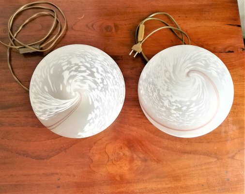 Vintage Italian Globe Bedside Light in Murano Glass with Swirl Pattern, 1970s-NKJ-1295676