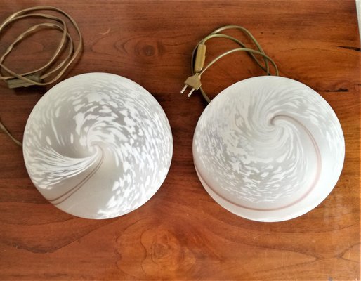 Vintage Italian Globe Bedside Light in Murano Glass with Swirl Pattern, 1970s-NKJ-1295676