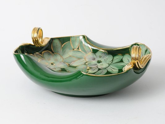 Vintage Italian Green Ceramic Bowl, 1950s-IXK-950019