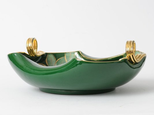 Vintage Italian Green Ceramic Bowl, 1950s-IXK-950019