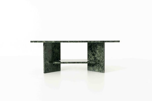 Vintage Italian Green Marble Coffee Table, 1980s-UQV-1357470