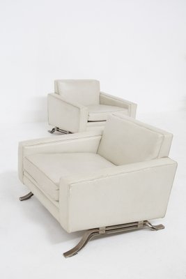 Vintage Italian Grey Leather Armchairs attributed to Ignazio Gardella, Set of 2-RCE-1334053