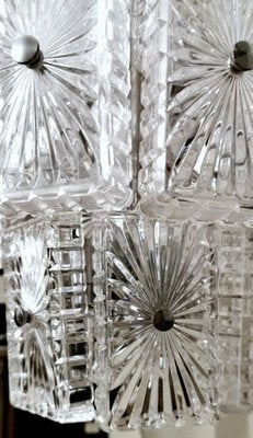 Vintage Italian Half-Crystal and Nickel-Plated Metal 12-Light Chandelier, 1960s-QRS-821631