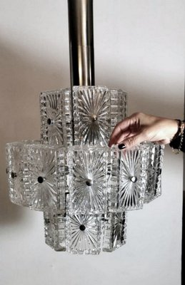 Vintage Italian Half-Crystal and Nickel-Plated Metal 12-Light Chandelier, 1960s-QRS-821631