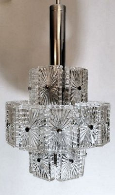 Vintage Italian Half-Crystal and Nickel-Plated Metal 12-Light Chandelier, 1960s-QRS-821631